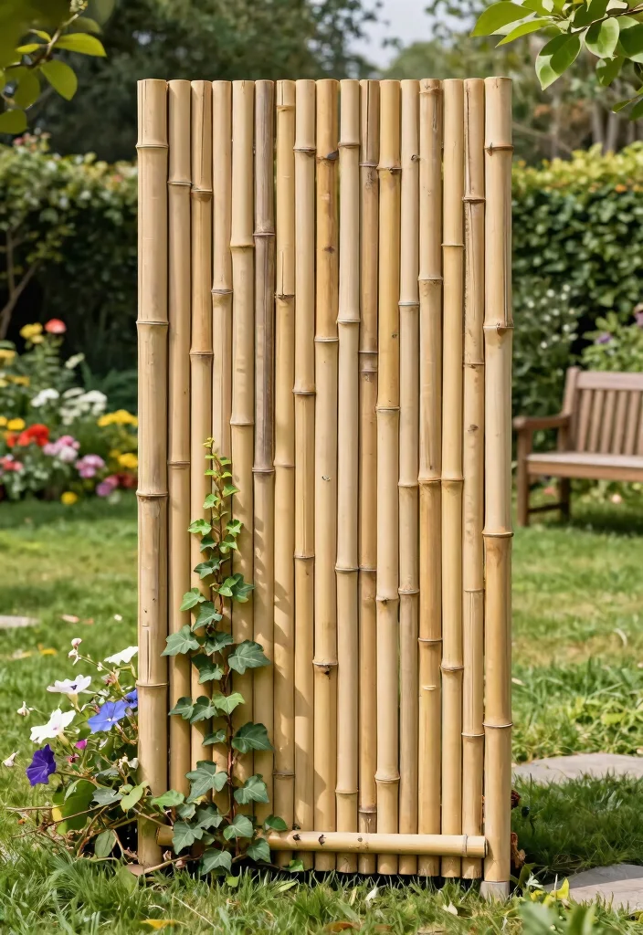 14 Bamboo Fence Ideas That Block Neighbors Without Permits - 1. Classic Vertical Bamboo Panels 1