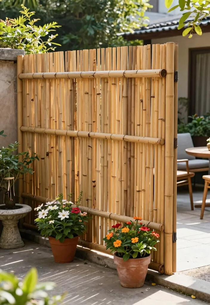 14 Bamboo Fence Ideas That Block Neighbors Without Permits - 2. Half-Height Bamboo Fencing 1