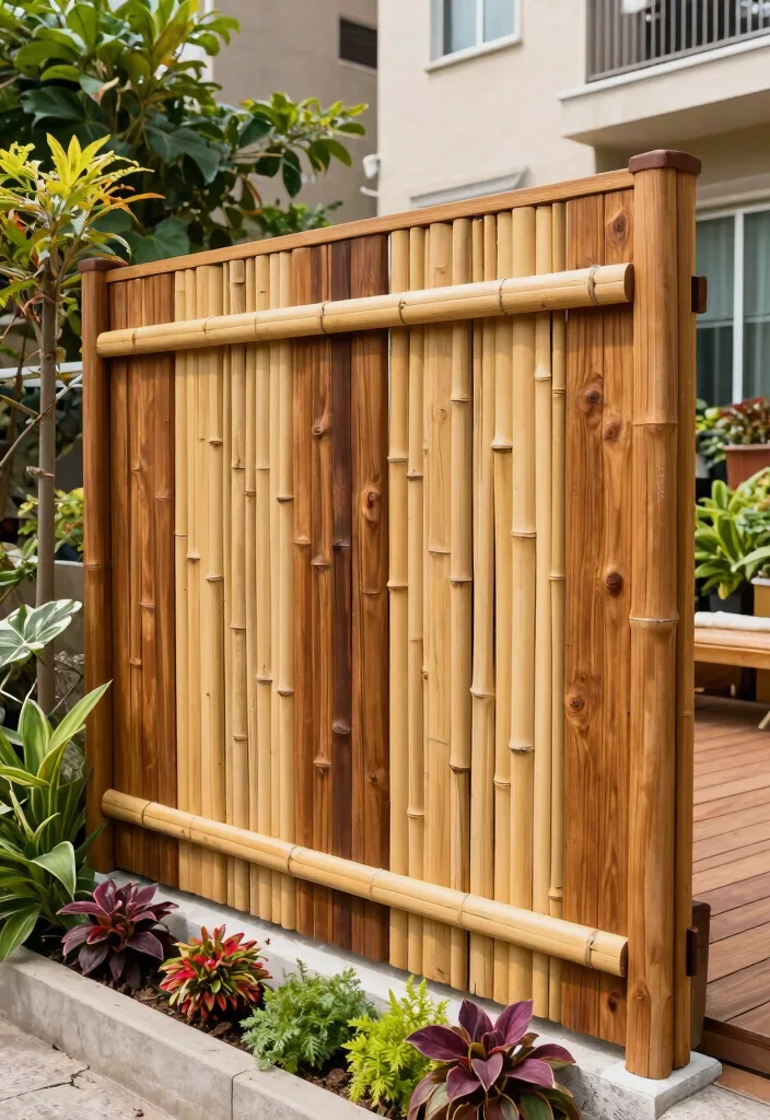 14 Bamboo Fence Ideas That Block Neighbors Without Permits - 4. Bamboo and Wood Combination Fencing 1