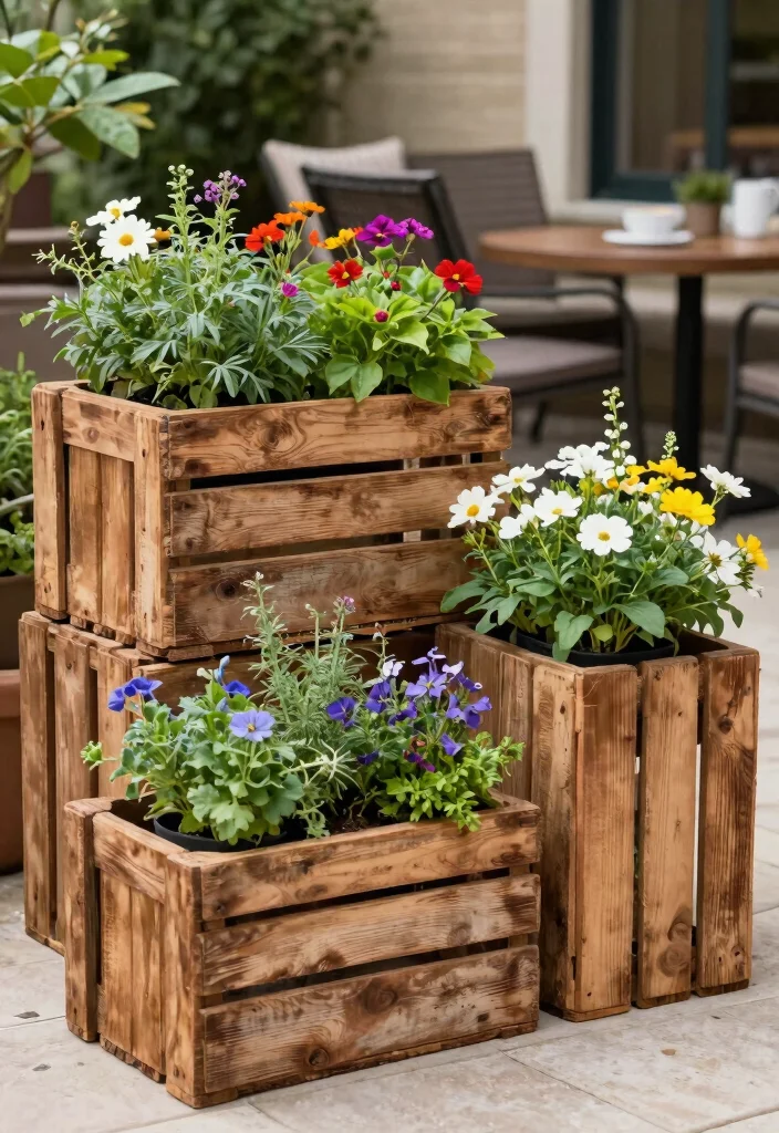 14 Easy Planter Boxes Ideas You Can Build in One Weekend - 11. Wine Crate Planters 1
