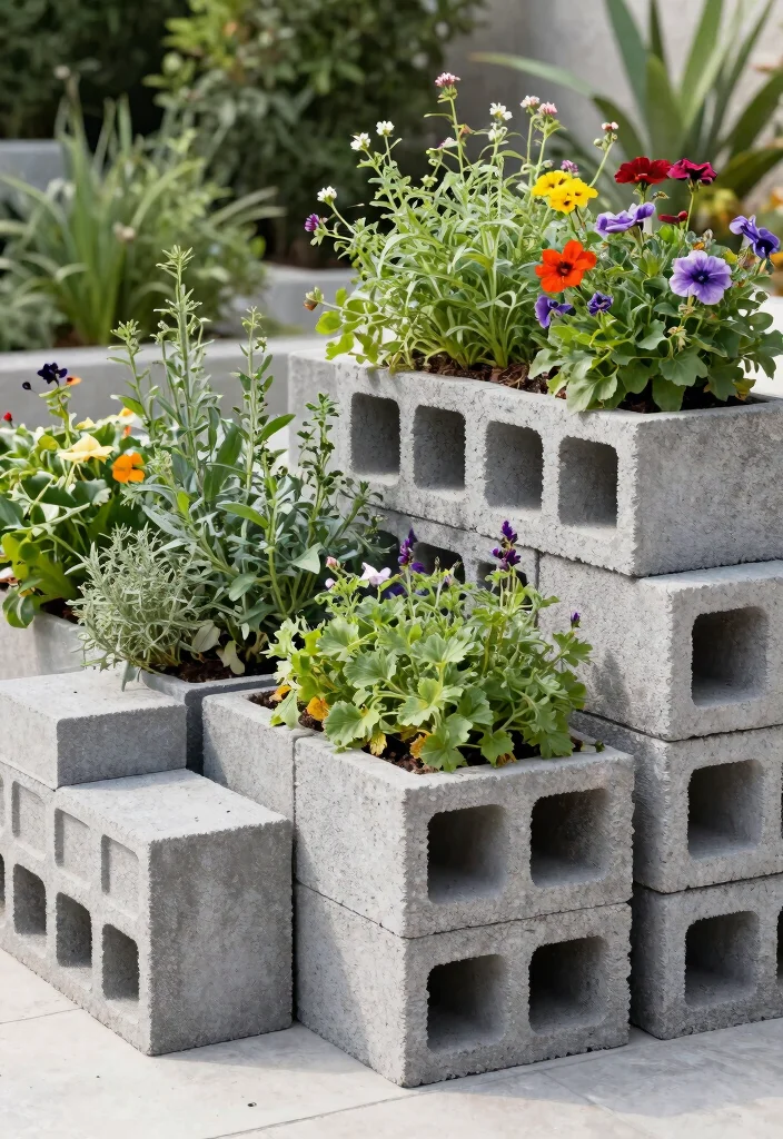 14 Easy Planter Boxes Ideas You Can Build in One Weekend - 5. Cinder Block Planters 1