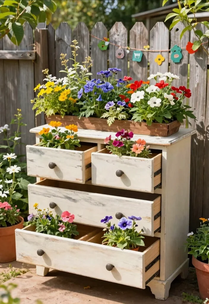 14 Easy Planter Boxes Ideas You Can Build in One Weekend - 8. Repurposed Furniture Planters 1