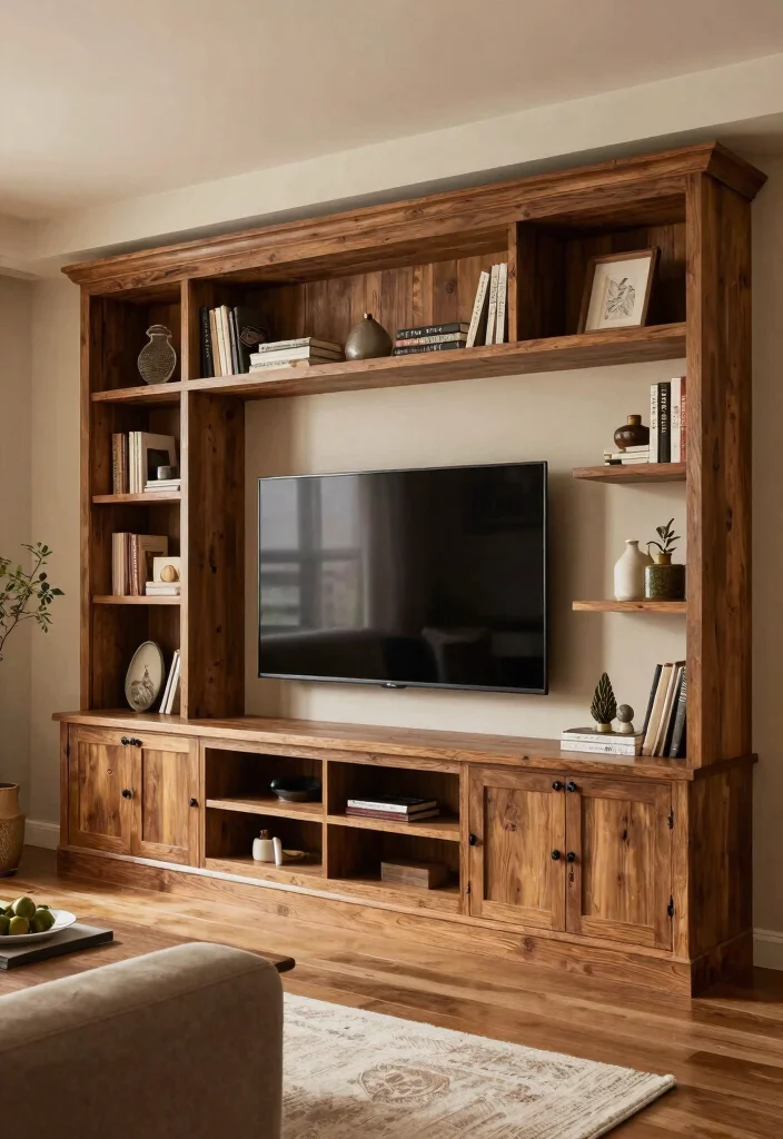 14 Farmhouse TV Stand Ideas That Hide All the Cords - 8. Built-In Farmhouse TV Stand 1
