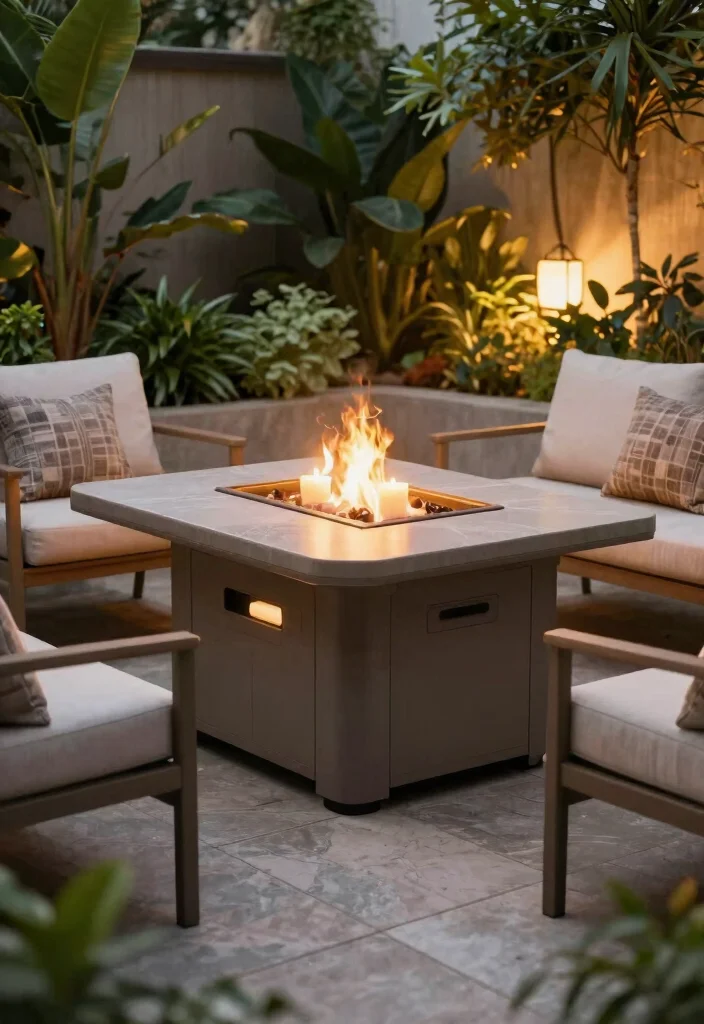 14 Fire Pit Table Ideas That Add Warmth Without Taking Up Your Whole Patio - 12. Fire Pit Table with Storage: Practicality Meets Style 1
