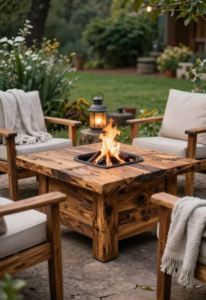 14 Fire Pit Table Ideas That Add Warmth Without Taking Up Your Whole Patio - 5. Rustic Fire Pit Table: A Touch of Nature 1
