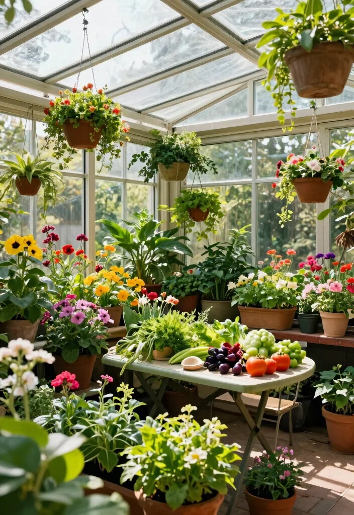 14 Glass Roof Pergola Ideas That Don't Turn Into an Oven in Summer - 11. Colorful Plant Displays 1