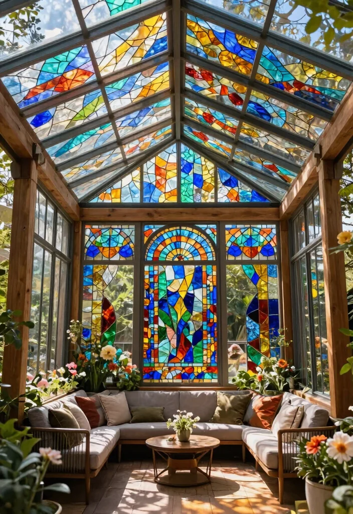 14 Glass Roof Pergola Ideas That Don't Turn Into an Oven in Summer - 8. Artistic Glass Designs 1