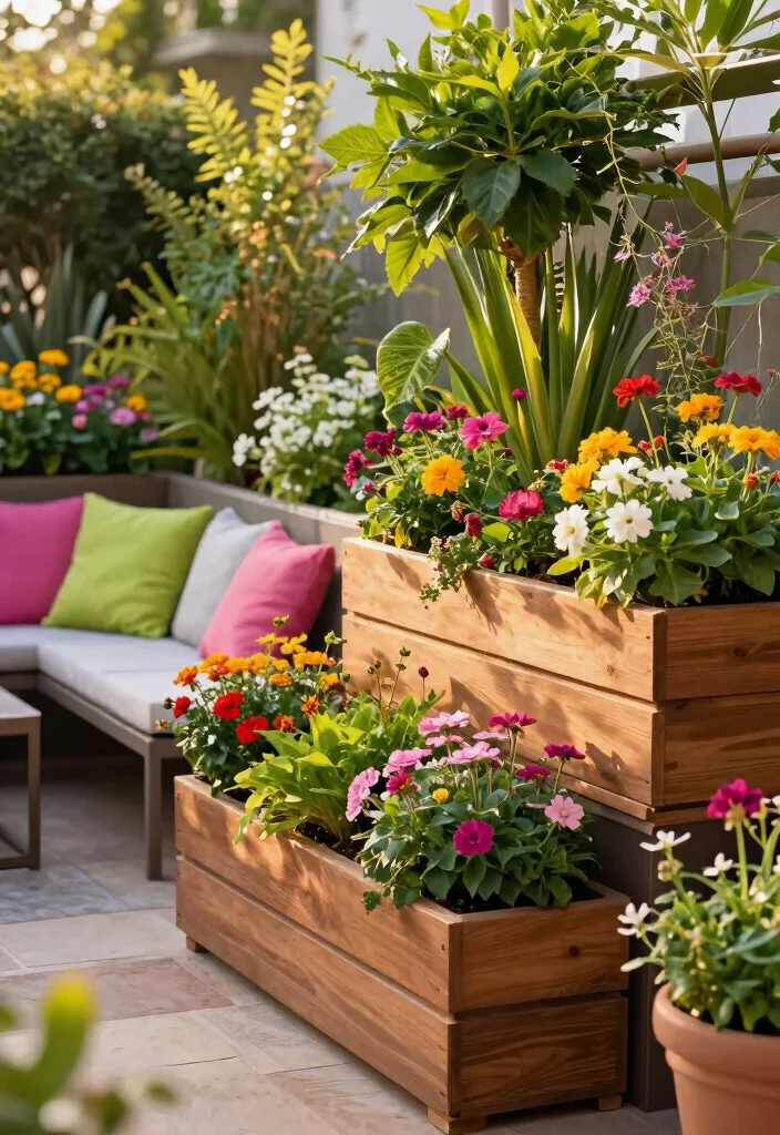 14 Patio Privacy Screen Ideas That Block Neighbors Fast - 12. Stacked Planter Boxes 1
