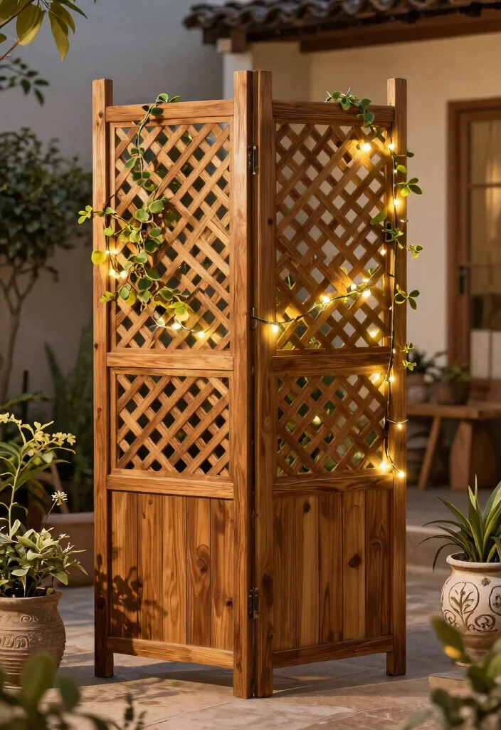 14 Patio Privacy Screen Ideas That Block Neighbors Fast - 2. Wooden Lattice Screens 1