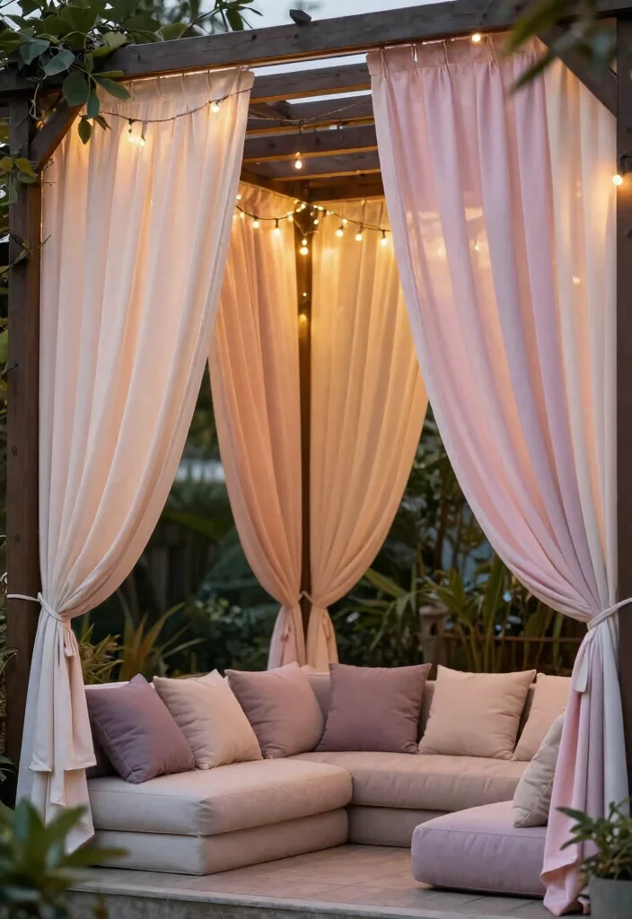 14 Patio Privacy Screen Ideas That Block Neighbors Fast - 4. Fabric Drapes 1