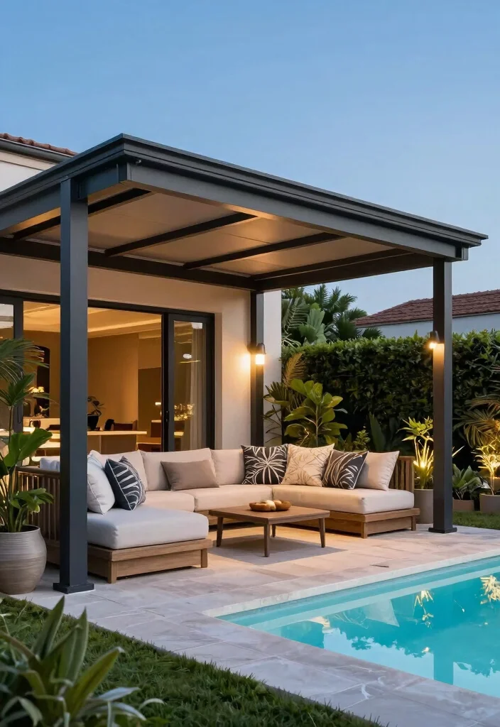 14 Pergola by Pool Ideas That Provide Full Shade All Day - 8. Retractable Pergola for Flexibility 1