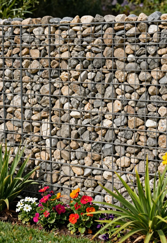 14 Wood Privacy Fence Ideas That Last 10+ Years Without Rotting - 10. Gabion Fences: Unique and Durable 1