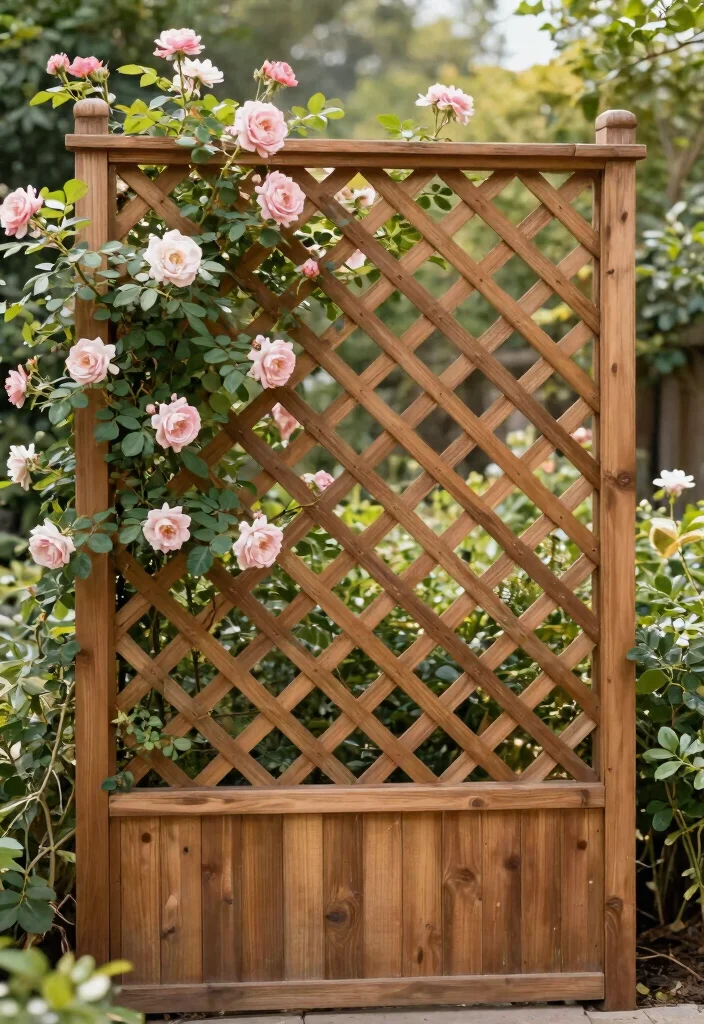 14 Wood Privacy Fence Ideas That Last 10+ Years Without Rotting - 8. Lattice Top Fences: Enhanced Privacy with Style 1