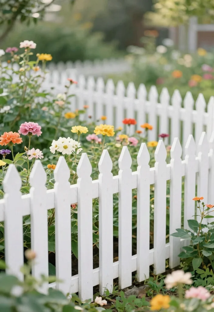 14 Wood Privacy Fence Ideas That Last 10+ Years Without Rotting - 9. Picket Fences: Classic and Charming 1