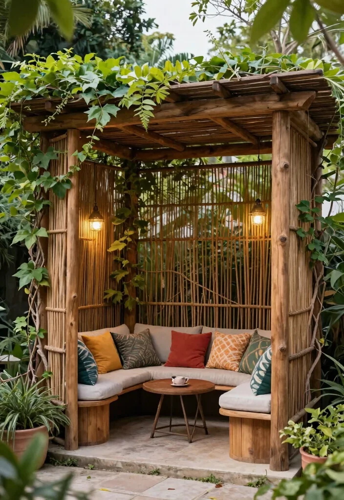 15 Boho Pergola Ideas That Provide Full Shade and Privacy - 10. Privacy Screens 1