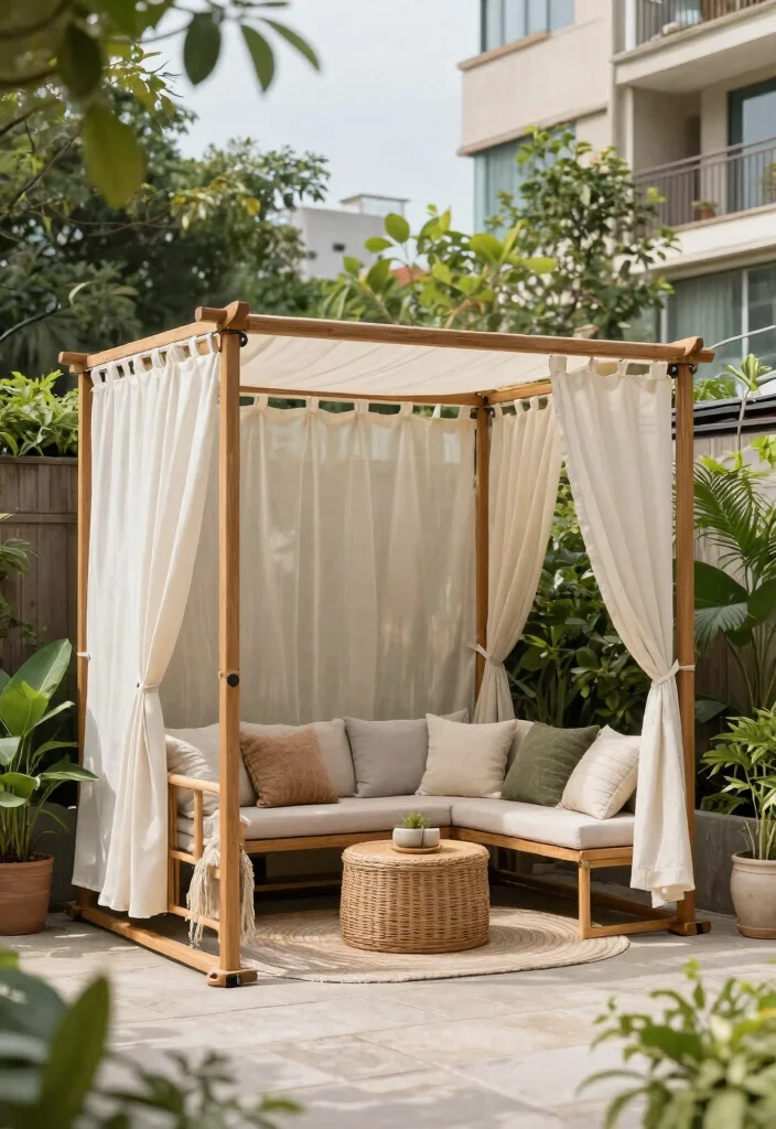 15 Boho Pergola Ideas That Provide Full Shade and Privacy - 12. Portable Pergola 1