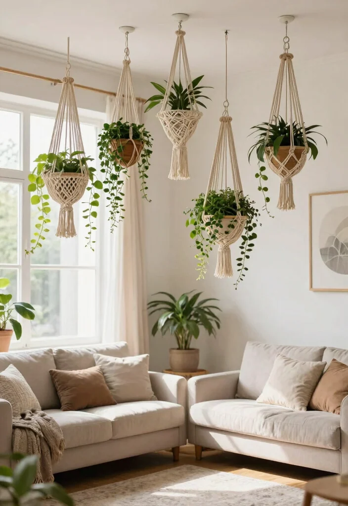 15 Ceiling Plant Hanger Concepts That Hold Multiple Pots Safely - 1. Macrame Magic: Boho Vibes All Around 1