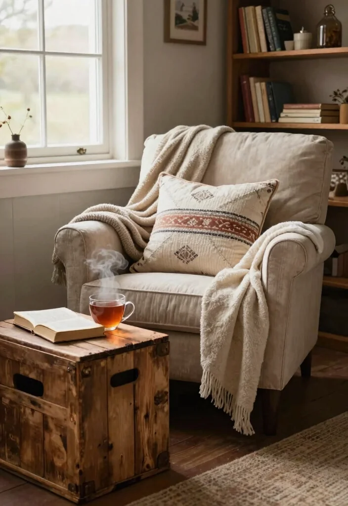 15 Farmhouse Decor Bedroom Ideas on a Budget That Look Cohesive - 11. Cozy Reading Nook 1