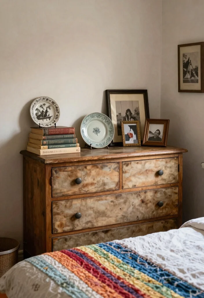 15 Farmhouse Decor Bedroom Ideas on a Budget That Look Cohesive - 4. Vintage Finds and Thrift Store Treasures 1