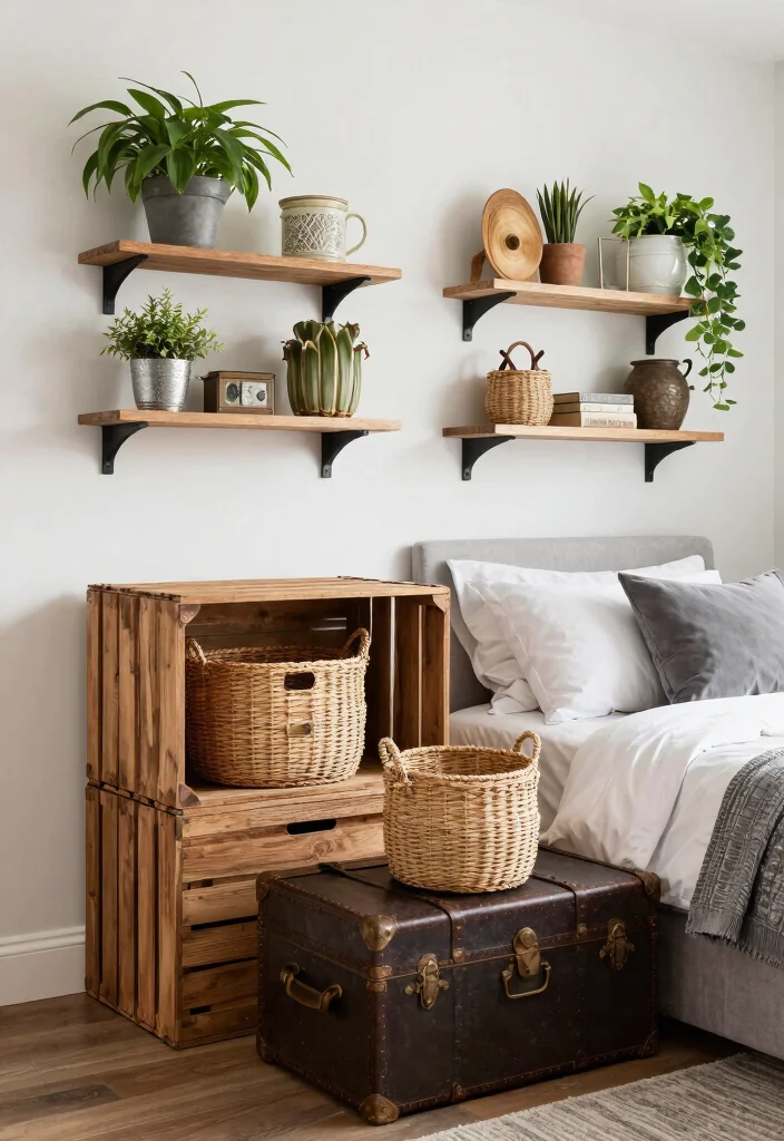 15 Farmhouse Decor Bedroom Ideas on a Budget That Look Cohesive - 9. Stylish Storage Solutions 1