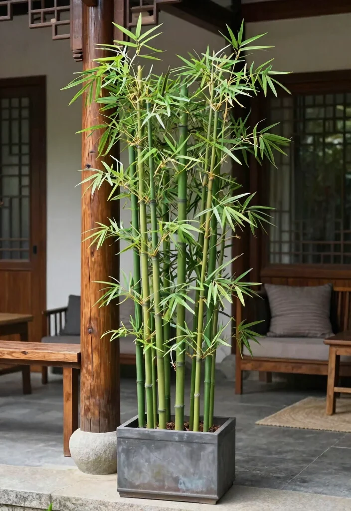 15 Faux Plants for Front Porch That Actually Fool Neighbors - 11. Artificial Bamboo Arrangements 1