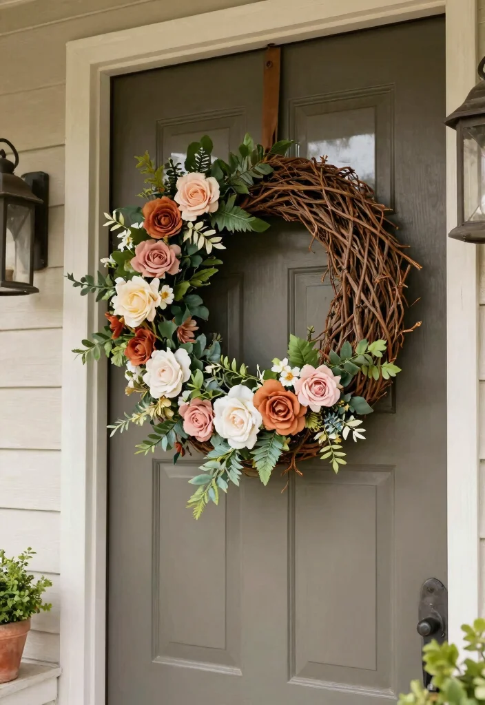 15 Faux Plants for Front Porch That Actually Fool Neighbors - 12. Faux Grapevine Wreaths 1