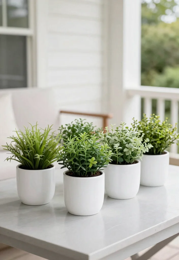 15 Faux Plants for Front Porch That Actually Fool Neighbors - 15. Minimalist Faux Herbs 1