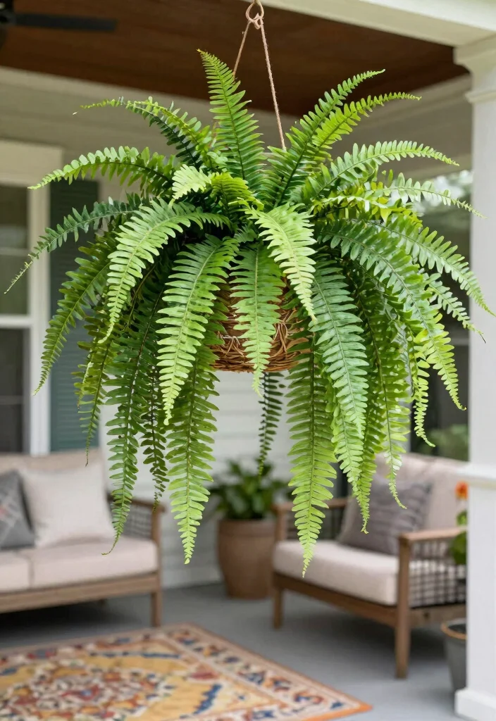 15 Faux Plants for Front Porch That Actually Fool Neighbors - 7. Lush Faux Ferns 1