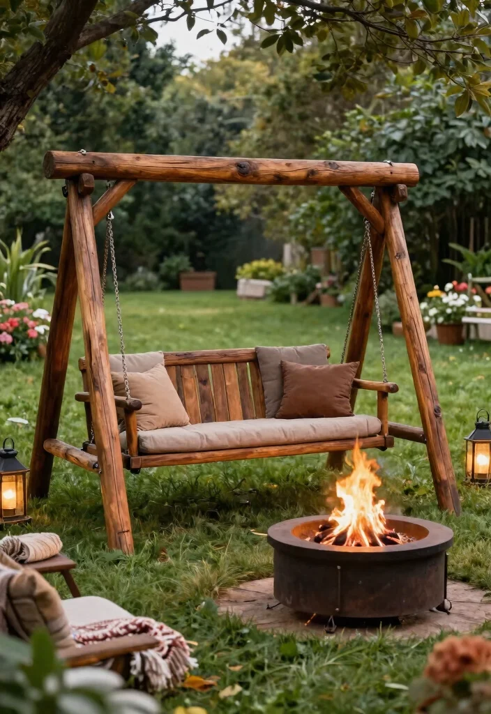 15 Fire Pit Swings That Hold Adults and Stay Safely Anchored - 1. Classic Wooden Fire Pit Swing 1