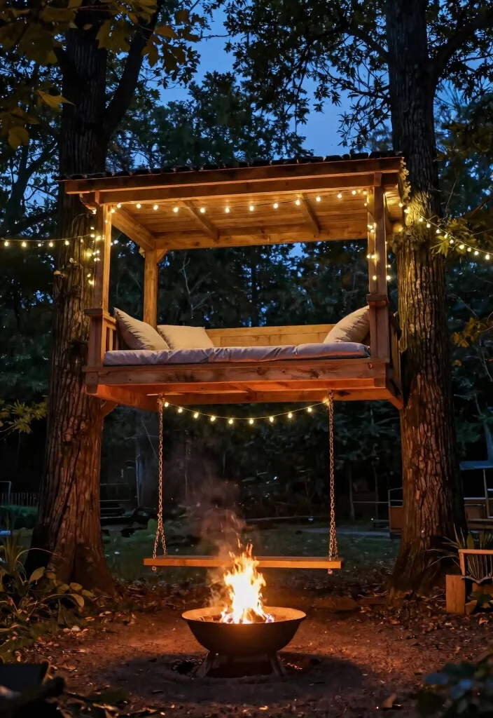 15 Fire Pit Swings That Hold Adults and Stay Safely Anchored - 4. Elevated Treehouse Style Swing 1