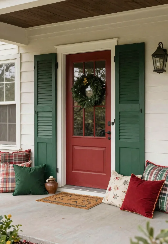 15 Front Porch Christmas Ideas That Welcome Without Clutter - 13. Subtle Color Accents 1