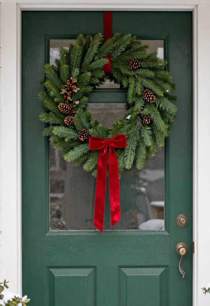 15 Front Porch Christmas Ideas That Welcome Without Clutter - 2. Simple Wreaths 1