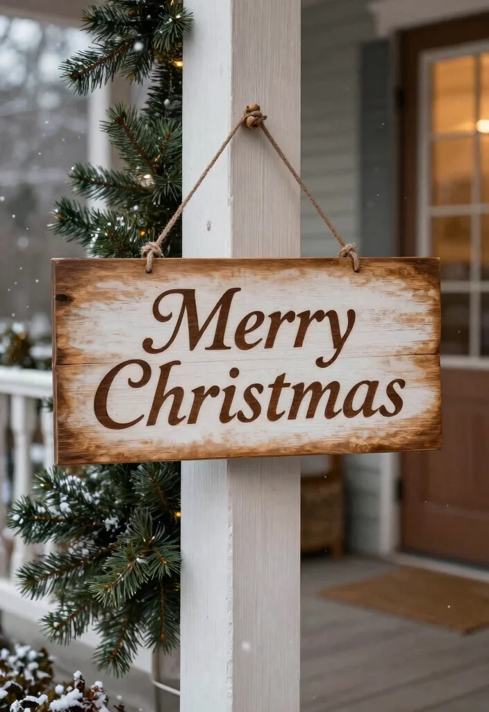 15 Front Porch Christmas Ideas That Welcome Without Clutter - 4. Wooden Christmas Signs 1