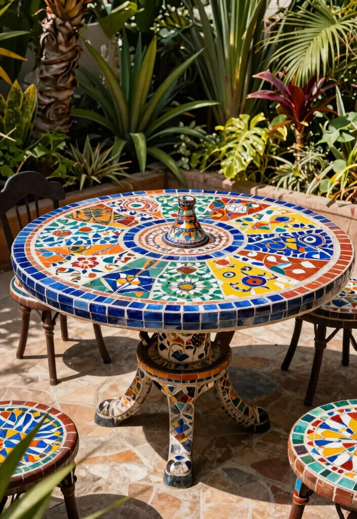15 Mosaic Patio Table Ideas You Can DIY Without Breaking Tiles - 15. Global Inspirations 1