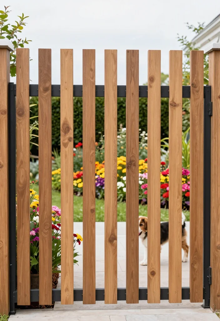 15 Post and Rail Fence Ideas That Keep Pets In Without Blocking Views - 12. Vertical Slats for an Edgy Look 1