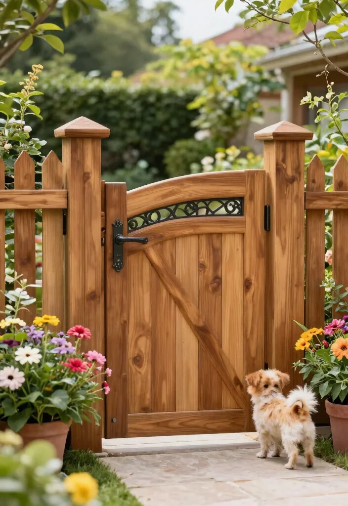 15 Post and Rail Fence Ideas That Keep Pets In Without Blocking Views - 14. Stylish Gate Features 1