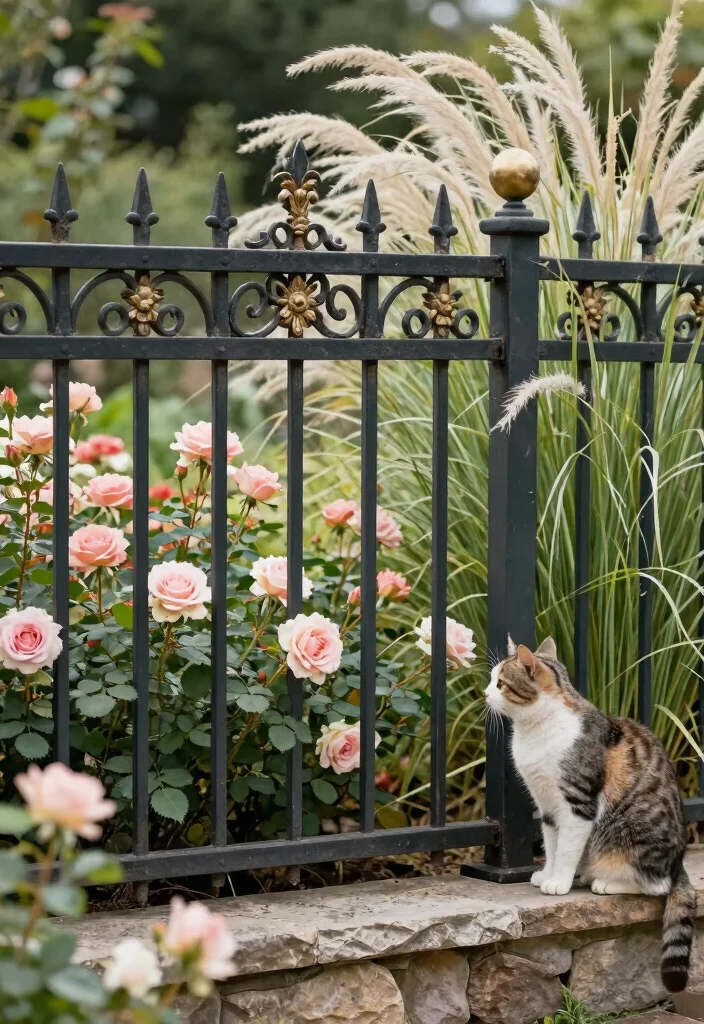 15 Post and Rail Fence Ideas That Keep Pets In Without Blocking Views - 3. Decorative Metal Accents 1