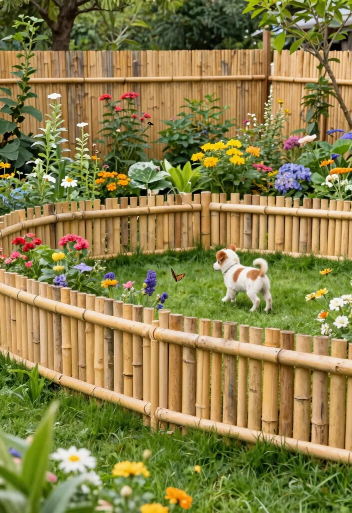 15 Post and Rail Fence Ideas That Keep Pets In Without Blocking Views - 9. Eco-Friendly Bamboo Fencing 1