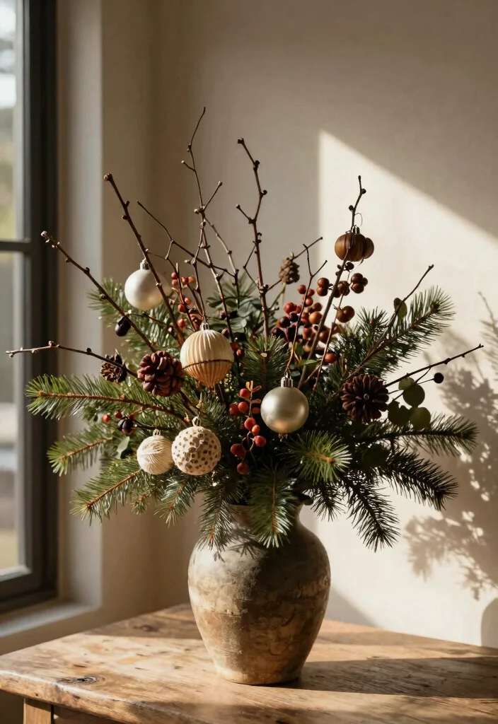 15 Rustic Farmhouse Christmas Ideas on a Budget That Look High-End - 10. Nature-Inspired Holiday Displays 1