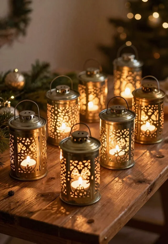 15 Rustic Farmhouse Christmas Ideas on a Budget That Look High-End - 14. Repurposed Tin Can Lanterns 1