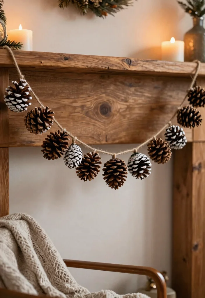 15 Rustic Farmhouse Christmas Ideas on a Budget That Look High-End - 3. Handmade Pinecone Garlands 1