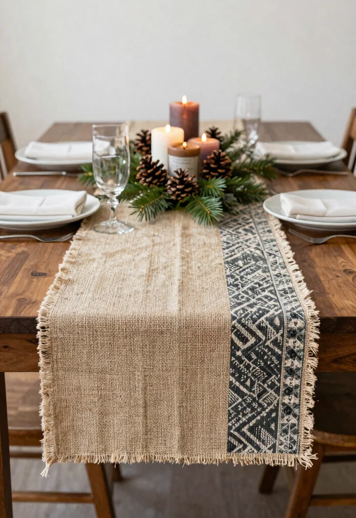 15 Rustic Farmhouse Christmas Ideas on a Budget That Look High-End - 9. DIY Fabric Table Runners 1
