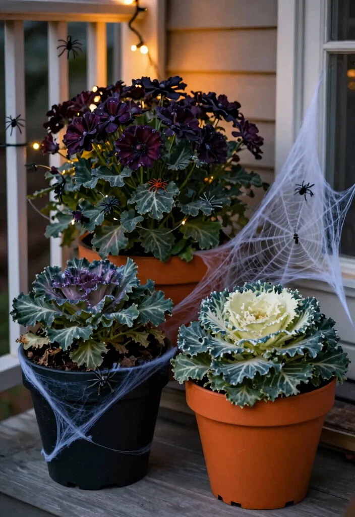 15 Small Porch Halloween Decor Ideas That Make a Big Impact - 1. Spooky Potted Plants 1