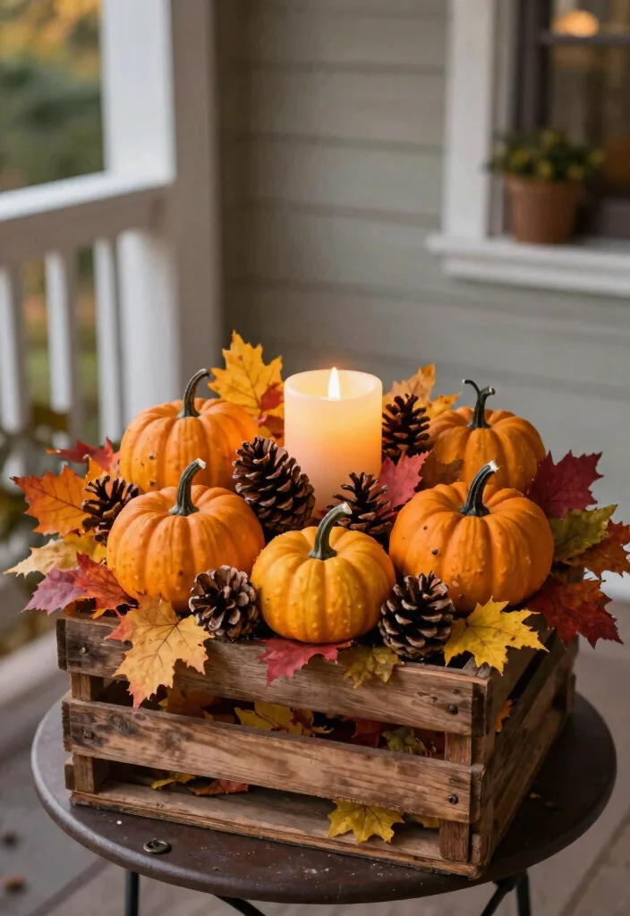 15 Small Porch Halloween Decor Ideas That Make a Big Impact - 12. Autumn Centerpiece 1
