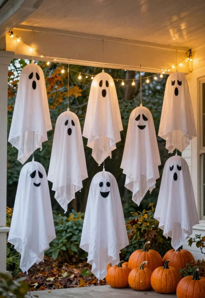 15 Small Porch Halloween Decor Ideas That Make a Big Impact - 4. DIY Ghosts 1