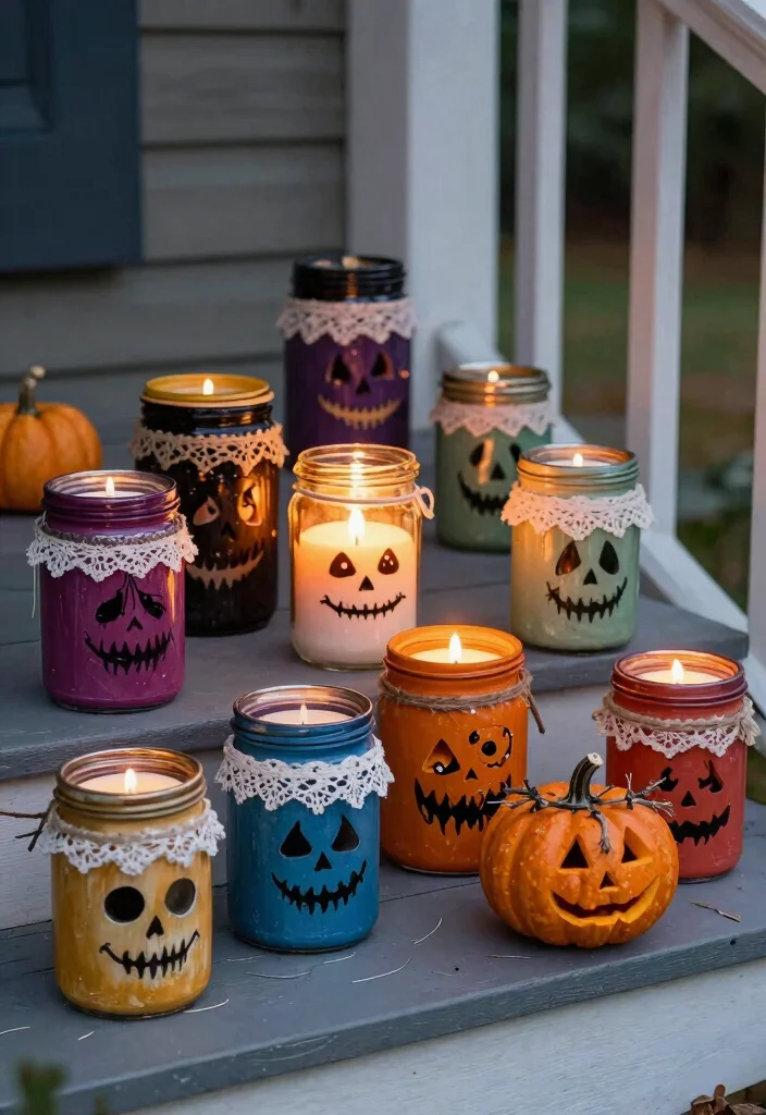 15 Small Porch Halloween Decor Ideas That Make a Big Impact - 7. Creative Candle Holders 1