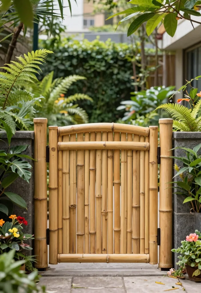 15 Wooden Fence Gate Ideas That Don't Sag After One Season - 13. Eco-Friendly Bamboo Gate 1