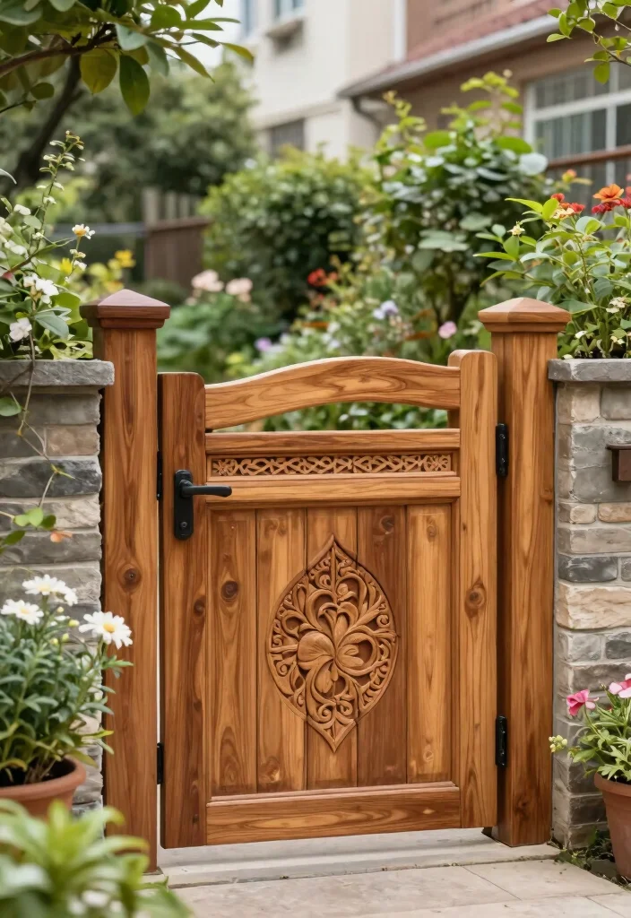 15 Wooden Fence Gate Ideas That Don't Sag After One Season - 14. Custom-Crafted Gates for Unique Spaces 1