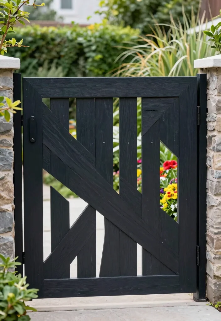 15 Wooden Fence Gate Ideas That Don't Sag After One Season - 3. Modern Geometric Designs 1