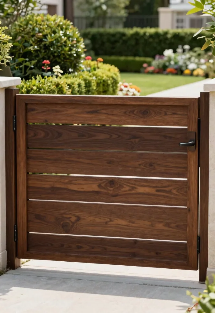 15 Wooden Fence Gate Ideas That Don't Sag After One Season - 6. Horizontal Plank Gate for a Modern Edge 1